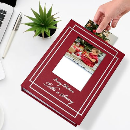 Photo Album 4x6 50 Photos Leather Cover Wedding Photo Albums Extra Large Capacity Picture Book with Beautiful Prints Presents for Wedding Baby Vacation Red - color: Red, size: 50 Pockets