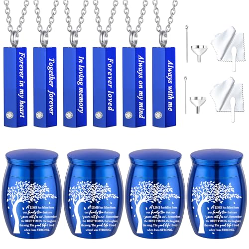10 Pieces Urn Necklace for Ashes Cremation Urn Set for Ashes Sharing Urns for Human Adult Female Male Mini Keepsake Urns Waterproof Memorial Ash Holder (10Pcs-Blue) - color: 10pcs-blue