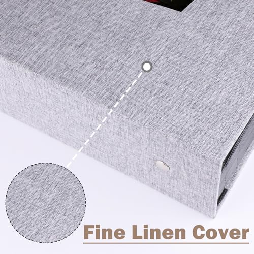 Ruibytree Extra Large Linen Photo Album 4x6 Pictures 1000 Pockets, Grey | Hardcover, Fits Horizontal & Vertical 4x6 Photos, Removable Acid-Free Pages, Front 4x6 Window, for Family, Wedding & Travel - color: Grey