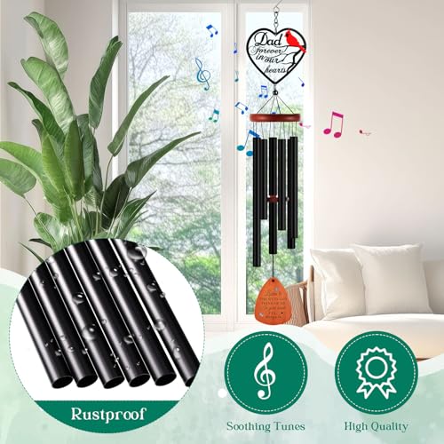 Kathfly Cardinal Wind Chimes for Loss of Loved One, 28" Memorial Wind Chimes for Outside, Cardinal Sympathy Bereavement Condolence Funeral Windchime Gifts for Loss of Father Dad Him - style: Memorial Dad