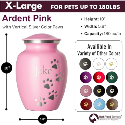 Ottillie Premier Pink/Pewter/Vert Urn, up to 170lbs - color: Ardent Pink, Vertical Pewter Paws, size: X-Large