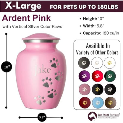 Ottillie Premier Pink/Pewter/Vert Urn, up to 170lbs - color: Ardent Pink, Vertical Pewter Paws, size: X-Large