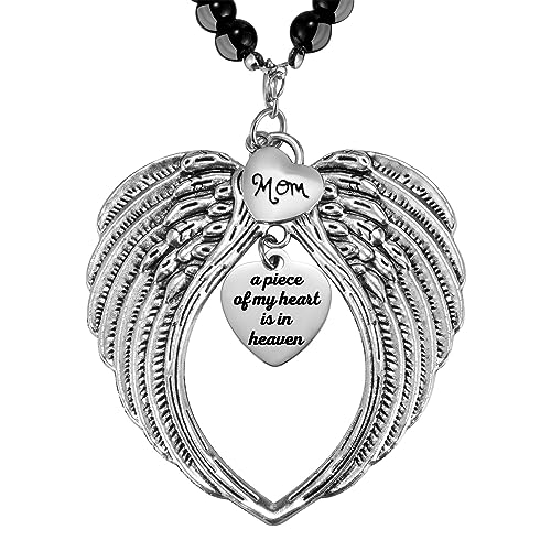 Memorial Car Charm Angel Wings, Memorial Gifts for Loss of Mother, Sympathy Gifts for Loss of Loved One in Heaven, in Memory of Mom Rear View Mirror Car Charm Hanger, Remembrance - style: Mom