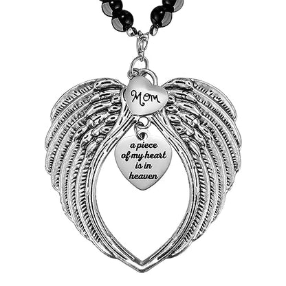 Memorial Car Charm Angel Wings, Memorial Gifts for Loss of Mother, Sympathy Gifts for Loss of Loved One in Heaven, in Memory of Mom Rear View Mirror Car Charm Hanger, Remembrance - style: Mom