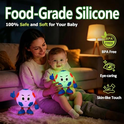Soccer Gifts for Boys Girls, Soccer Night Light，Soft Silicone with Touch Control, 7 RGB Colors, Auto-Off, Dimmable, Rechargeable 1200mAh, Teen Kids Sports Fan Birthday Gifts (Blue&Red) - style: Soccer(Blue&Red)
