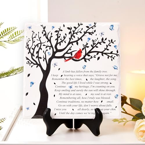 WOODEXPE Sympathy Plaque Sympathy Gift Memorial Gifts with Wooden Stand A Limb Has Fallen from The Family Tree Funeral Condolences Bereavement Grief Gifts Decor Sign Plaque for Loss of Loved One