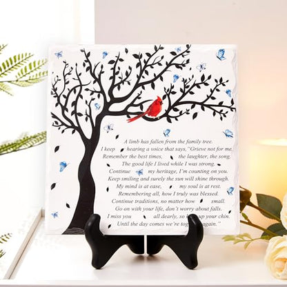 WOODEXPE Sympathy Plaque Sympathy Gift Memorial Gifts with Wooden Stand A Limb Has Fallen from The Family Tree Funeral Condolences Bereavement Grief Gifts Decor Sign Plaque for Loss of Loved One