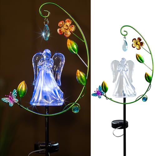 Solar Angel Light for Cemetery, Color Changing Outdoor Garden Stake Light | Angel Solar Lights for Grave Decorations Yard Patio Lawn Ornaments, Memorial Garden Decor, Sympathy Gifts for Loss Loved one - color: Color Changing