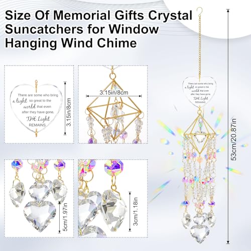 AceOrbit Memorial Gifts Crystal Suncatchers for Window Hanging Wind Chime Garden Suncatchers Rainbow Decor Sympathy Gifts for Loss of Family, Loved Ones, Funerals, Bereavement, Remembrance