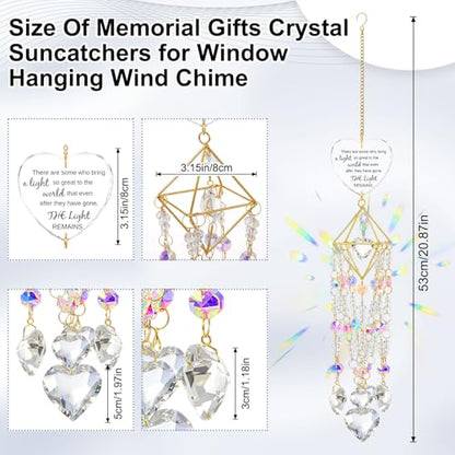 AceOrbit Memorial Gifts Crystal Suncatchers for Window Hanging Wind Chime Garden Suncatchers Rainbow Decor Sympathy Gifts for Loss of Family, Loved Ones, Funerals, Bereavement, Remembrance