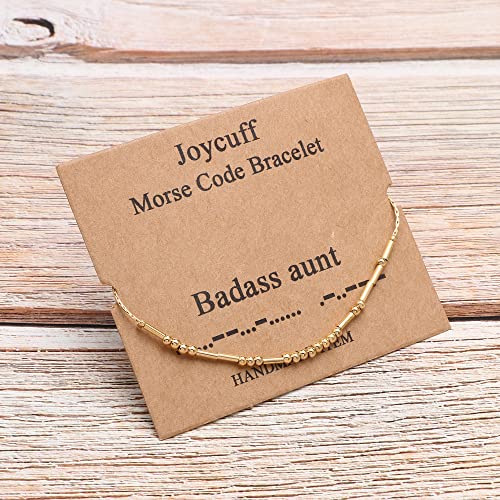 Best Friend Birthday Gifts Morse Code Bracelets For Women Mothers Day Birthday Christmas Gifts For Sister Daughter Grandmother Stainless Steel Jewelry Friendships Inspirational Gifts For Women - style: Gold: Badass Aunt
