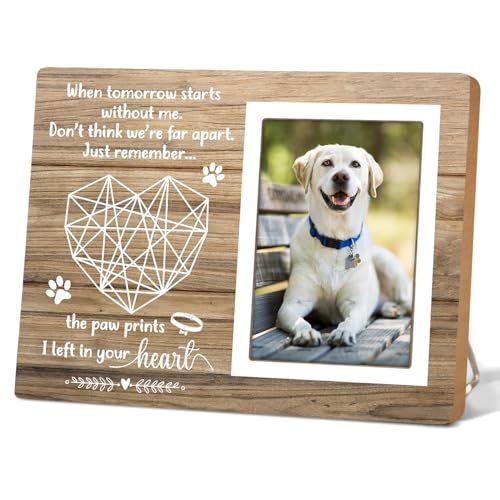 Pet Memorial Picture Frame, Dog or Cat Remembrance Photo Frame, Sympathy Gift for Loss of Pet, Keepsake Frame Holds 4x6 Inch Photo 12P040