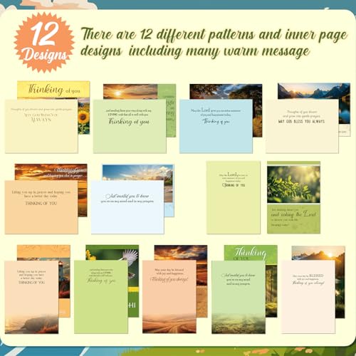 Motiskyy 24 Pack Religious Thinking of You Cards Bulk with Envelopes Jesus Christian Greeting Thinking of You Cards with Scripture Encouragement 4.5 x 6.2 Inch(Simple Style) - style: Simple Style