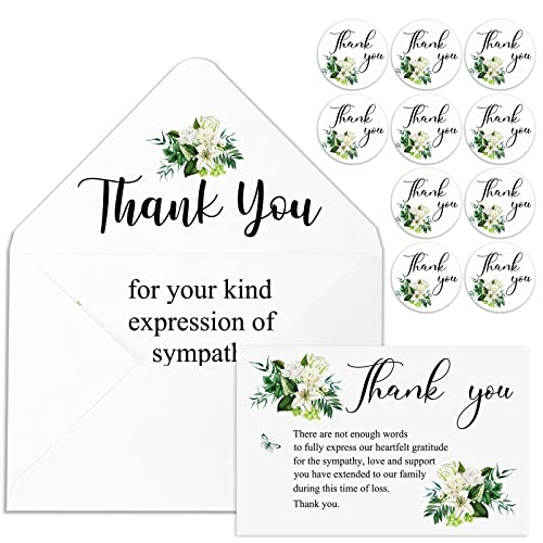 Marspark 25 Pack Sympathy Thank You Cards for Funeral with Envelopes Sticker and Message Memorial Bereavement Postcards for Loved Ones Family Friends Celebration of Life(Lily) - style: Lily