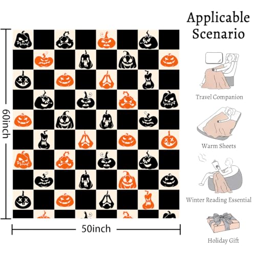 Halloween Blanket Scary Pumpkin Throw Blankets Gifts for Women Men 50"X60" - color: Spooky Pumpkin