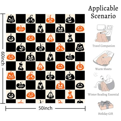 Halloween Blanket Scary Pumpkin Throw Blankets Gifts for Women Men 50"X60" - color: Spooky Pumpkin