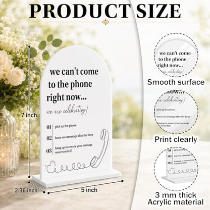 Audio Guestbook Sign for Wedding Reception, Acrylic Phone Guest Book Sign with Instructions - We Can't Come to the Phone Right Now We are Celebrating, Modern Clear Table Top Signage with Stand-5x7 - color: Audio Guestbook Sign