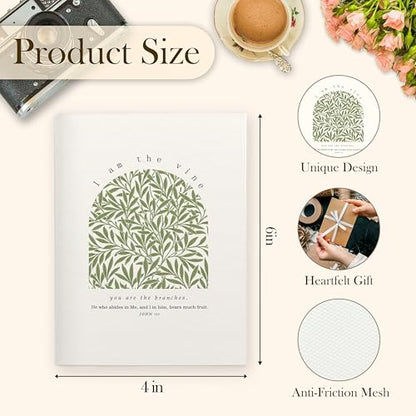 Christian Photo Album 4x6, Christian Gifts for Women, Green Botanical Bible Verse 18 Pockets Small Picture Memory Photo Album for Family Anniversary Travel Vacation - color: Bible Vine