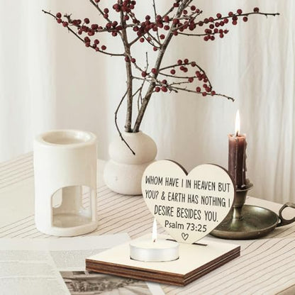 Memorial Tealight Candle Holder with Psalm 73:25 Verse, Heart-Shaped Remembrance Plaque, Sympathy & Bereavement Gift for Loved Ones,LMM1 - color: Loved Ones