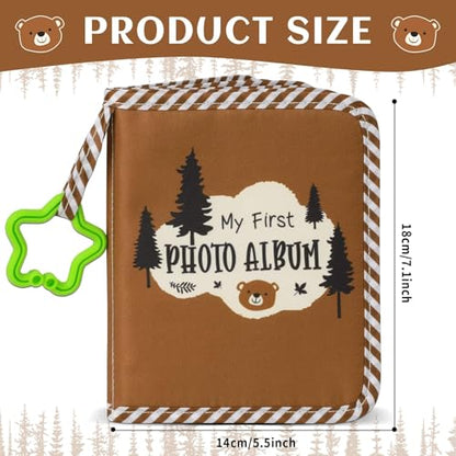 Baby's My First Family Album Soft Photo Cloth Book Forest Brown Bear My First Book of Photos Baby Memory Album Gift Holds 4x6 Pictures for Babies Newborn Toddler & Kids Baby Shower - style: Forest Brown Bear