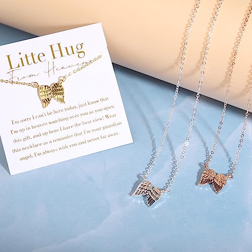 GINAZL Angel Wings Memorial Necklace Sympathy Gifts for Loss of Loved One Bereavement Gift Memorial Gifts for Loss of Dad Mom - style: Little Hug
