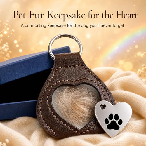 Pet Fur Keepsake for Dog Cat Loss, Pocket Hug Rainbow Bridge Memorial Keychain to Hold Pet Hair Close to Your Heart, Pet Sympathy Gift for Grieving Dog Mom Cat Mom Pet Owner
