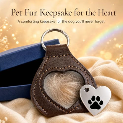 Pet Fur Keepsake for Dog Cat Loss, Pocket Hug Rainbow Bridge Memorial Keychain to Hold Pet Hair Close to Your Heart, Pet Sympathy Gift for Grieving Dog Mom Cat Mom Pet Owner
