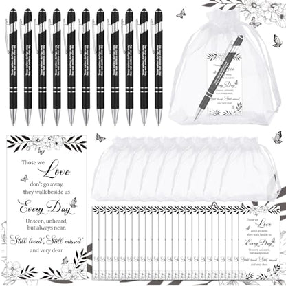 Yeaqee 150pcs/50set Funeral Favor Pen Poem Card for Guests, White, Simple - color: White, style: Simple