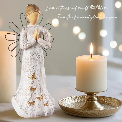 Sympathy Angel Figurines for Loss of Loved Ones Angel Statues | Home Decor Serenity Prayer Gifts for Women Resin Sculpted Hand-Painted Figure Bereavement Gift Praying Hands Statue - style: Sympathy Angle( Standing Style)