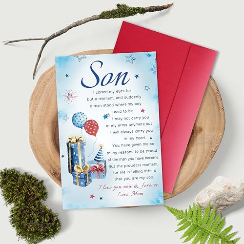 Heartfelt Birthday Card Gifts for Son from Mom, Boy Adulthood Card for Son, Love You Now & Forever Mom Card - color: My Son