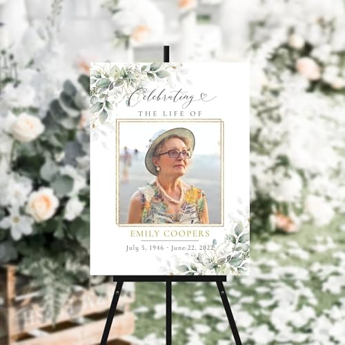 Custom Celebration of Life Memorial Welcome Sign, Personalized Photo Collage Poster Canvas, Funeral Decoration, Sympathy Gift Idea for Loved One Loss