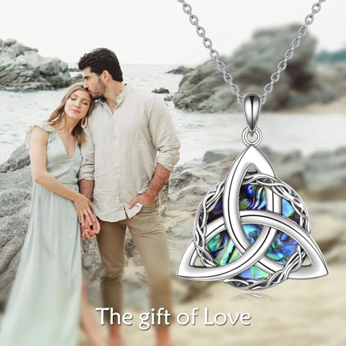 WINNICACA Celtic Knot Necklace 925 Sterling Silver Celtic Pendant Irish Urn Necklace Jewelry Birthday Anniversary Valentine's Day Gifts for Her Women Wife Girlfriend Daughter - style: 1-Celtic Knot Necklace(Abalone)