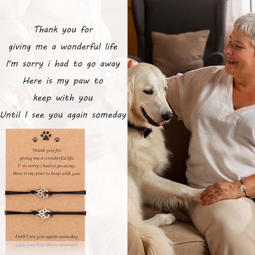 Gjinxi Cat Memorial 2PCs Gifts for Loss of Cat Pet Paw Bracelet for Women Men for Cat Passing Away Gifts for Cat Lovers Bereavement Gifts for Cat Lover Memory Gifts Loss of Furry Friend Sympathy Gift