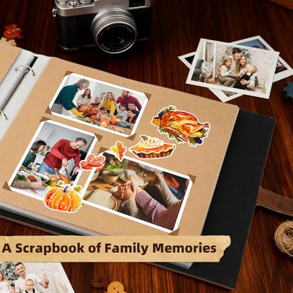 Vienrose 15"x13" Scrapbook Album Gift Set Faux Leather DarkBrown 100 Pages | 3 Ring Scrapbook With 100 Kraft Pages, 50 Plastic Sleeves, Blank Scrapbooks, Photobook, Valentine Gift Wedding Anniversary - color: Dark Brown, size: 15"X13" 50Sheets