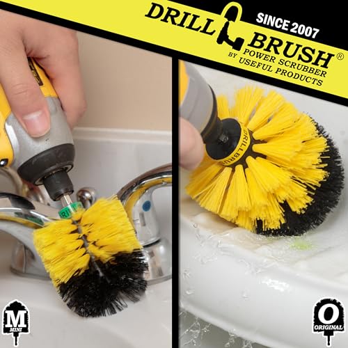 Bathroom Accessories for Cleaning - Bathtub Cleaning Tools - Sink Scrubber | Bathroom Cleaning Supplies - Shower Cleaner Brush - Glass Shower Door Brush - Tile Grout Cleaner - Power Cleaning Brush - color: Yellow