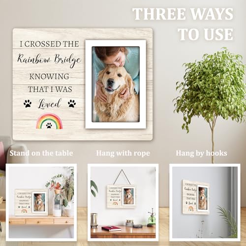 Rainbow Bridge Pet Memorial Picture Frame - Dog Memorial for Loss, Sympathy & Bereavement Gifts - 4x6 Photo Frame