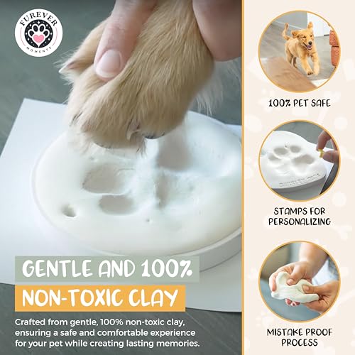 Pet Paw Print Kit for Dogs, Dog Paw Print Kit for Cats, Dog Keepsake Gift | Makes (2) Ornaments, Pet-Safe Clay and Paints, Great Gifts for Dog Lovers (Cats too!), Inkless Pet Paw Print Impression Kit