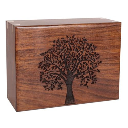 Personalized Wooden Tree of Life Cremation Urn for Human & Pet Ashes, Memorial Funeral Burial Urn for Men, Adults, Women, Male Dogs & Cats, Custom Sizes XS to XXL (12–250 lbs Capacity) - Sympathy Gift