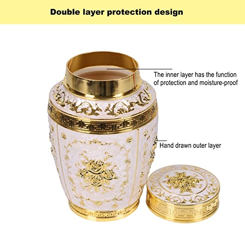 Urn for Human Ashes Adult Female - Rose Flower Cremation Urn Mom - Funeral Urn for Women Made of Zinc Alloy - Hold 200 Cubic inches of Ashes (Large Gold) - color: Large Gold