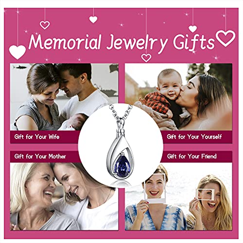 Sariel 925 Sterling Silver Teardrop Cremation Necklace for Ashes - color: Tanzanite