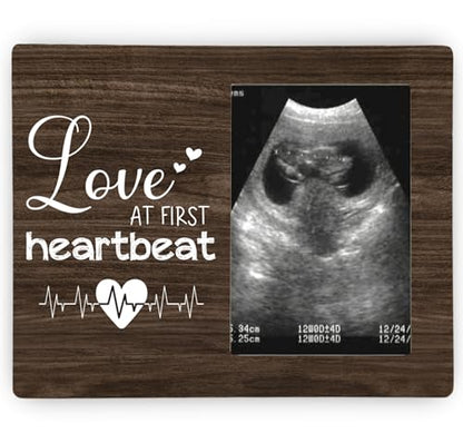 Pregnancy Announcement Photo Frame Gifts for Baby, Love at First Heartbeat Picture Frame, 4x6 inch Photo - style: Love at First Heartbeat
