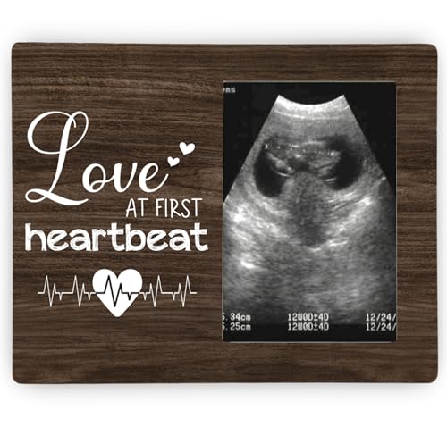 Pregnancy Announcement Photo Frame Gifts for Baby, Love at First Heartbeat Picture Frame, 4x6 inch Photo - style: Love at First Heartbeat