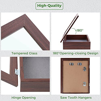 8.5x11 Shadow Box Frame Display Case, 2-inch Depth (Walnut, 4 Pack) - color: Walnut, size: 8x10.5(4 Sets)