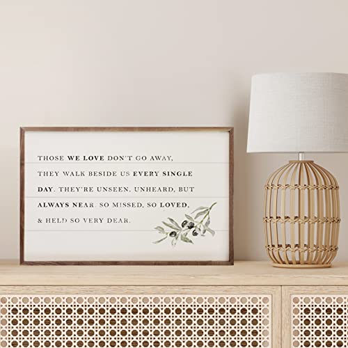 Kendrick Home Funeral Gifts - Those We Love Don't Go Away White Hardwood Memorial Gift for Loss of Loved One, Unique Remembrance Decor, Bereavement and Sympathy Presents for Friends, 16" x 10"