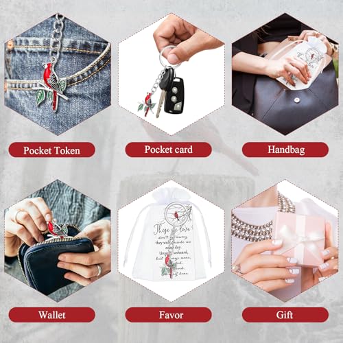 Ecally 40 Set Funeral Favors for Guest Celebration of Life Keychains Memorial Service Sympathy Gifts for Family Church Decoration (Cardinal) - style: Cardinal
