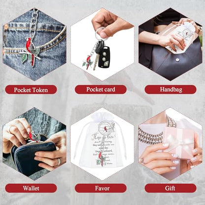 Ecally 40 Set Funeral Favors for Guest Celebration of Life Keychains Memorial Service Sympathy Gifts for Family Church Decoration (Cardinal) - style: Cardinal