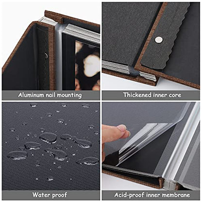Zesthouse Photo Album Self Adhesive Pages, 60 Pages Magnetic Scrapbook Albums with Sticky Page, Photos Album Holds 8x10 & 5X7 & 4x6 & 6x8 & 3x5, Large Picture Book Ideal Gift for Family Wedding Baby - color: Coffee, size: 11"x10.6"/Black 60 Pages