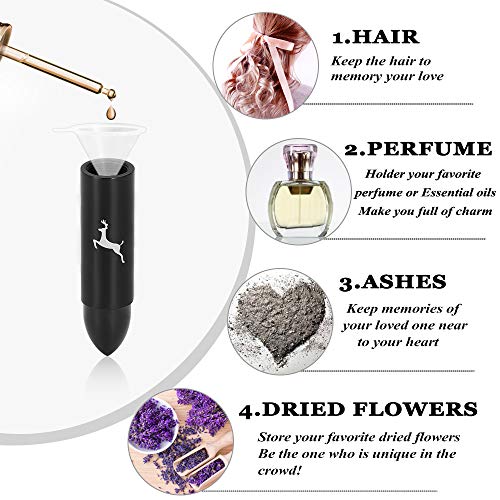 XSMZB Deer Bullet Cremation Jewelry Urn Necklace for Ashes Human Pet Bullet Ashes Keepsake Pendant Funeral Memorial Jewelry Gift - color: Black