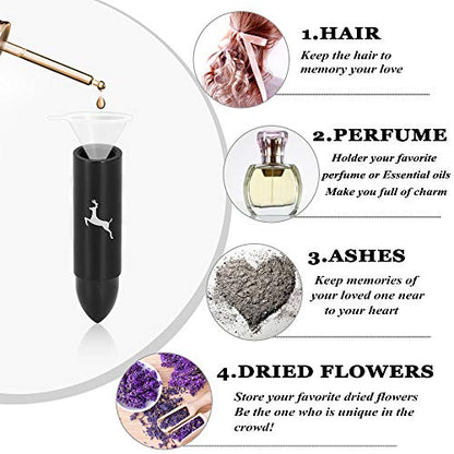 XSMZB Deer Bullet Cremation Jewelry Urn Necklace for Ashes Human Pet Bullet Ashes Keepsake Pendant Funeral Memorial Jewelry Gift - color: Black