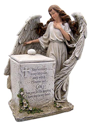 Wowser Guardian Angel Memorial Keepsake Box – Resin Garden Statue with “Your Memory is My Keepsake” Verse, Outdoor Sympathy Décor, 16 Inch